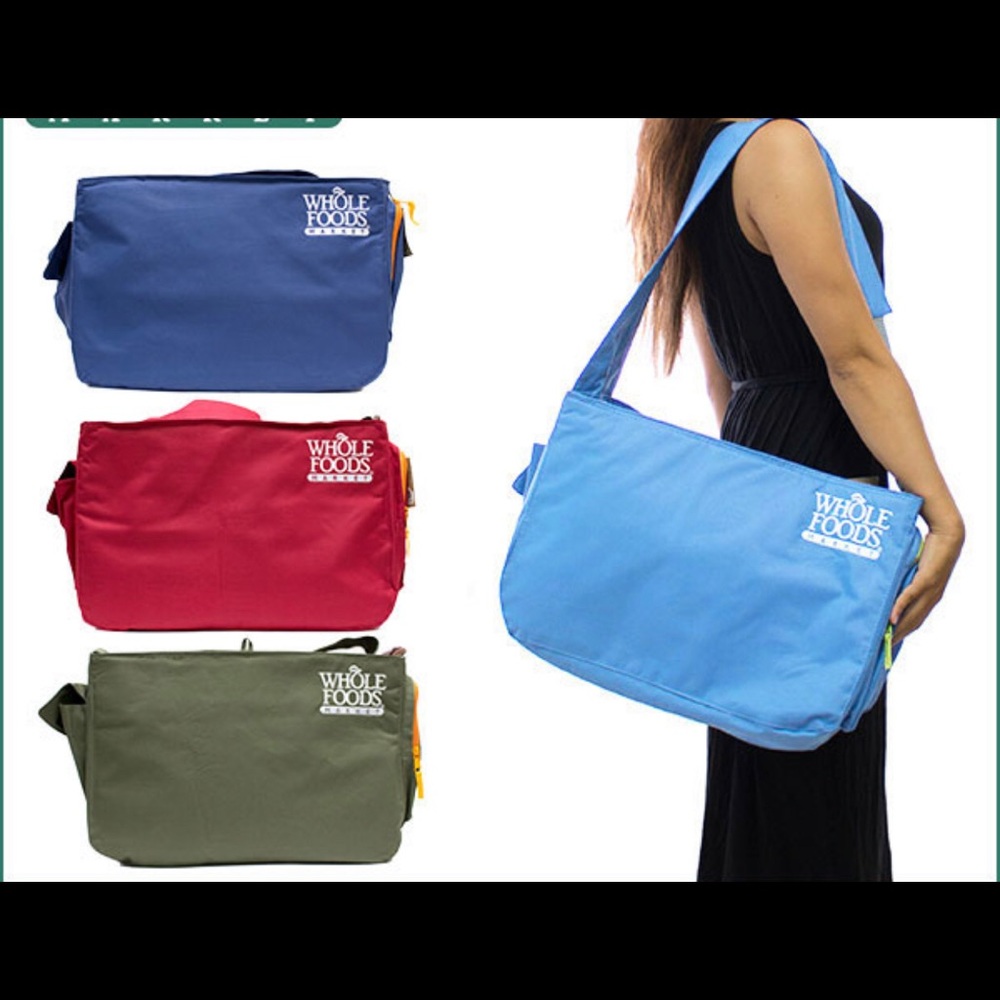 Large insulated Whole Foods grocery bag.